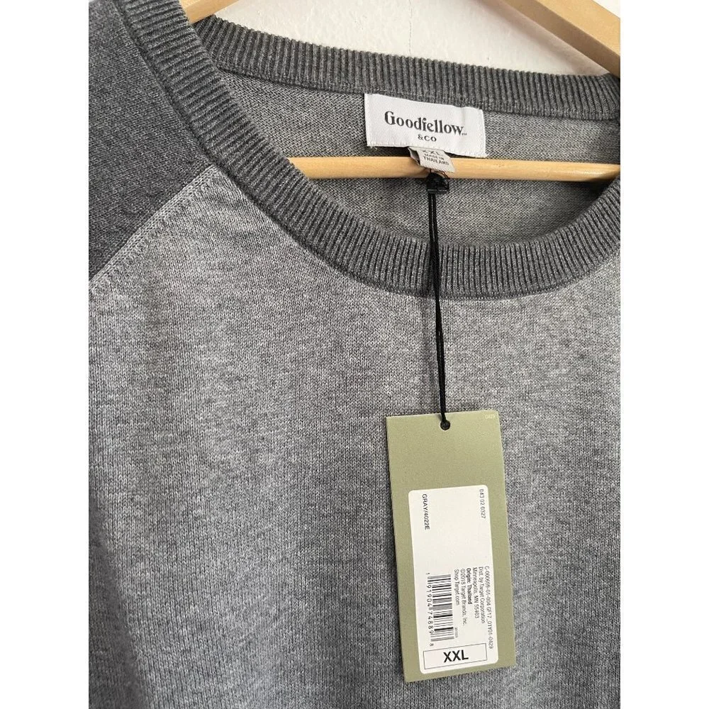 NWT Goodfellow & Co Mans Gray Crew Neck Sweater Sz XXL